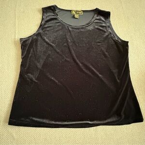 Mirasol Black Velvet Stretch Sleeveless Top Women XL Pullover Shell Tank